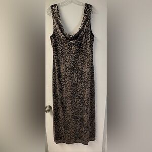 Taylor Black and tan velvet burnout Patterned Dress with stretch